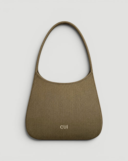 Maye Canvas-Schultertasche in Olive, Vorderansicht