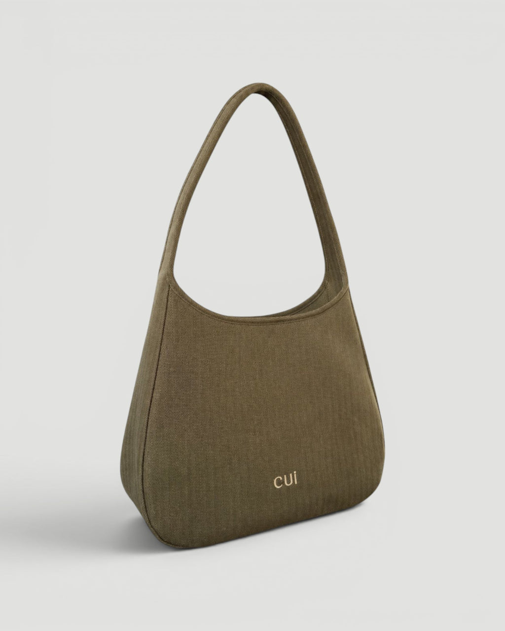 Maye Canvas-Schultertasche in Olive, Vorderansicht schräg