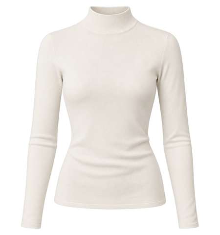 Elfenbeinfarbenes Mock-Neck-Top