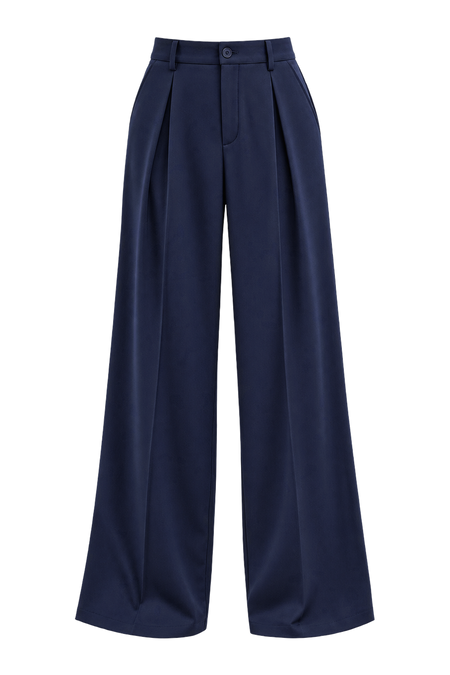 Dunkelblaue weite Stoffhose