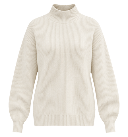 Elfenbeinfarbener Rollkragenpullover