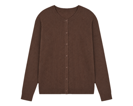 Schokoladenbrauner Feinstrick-Cardigan
