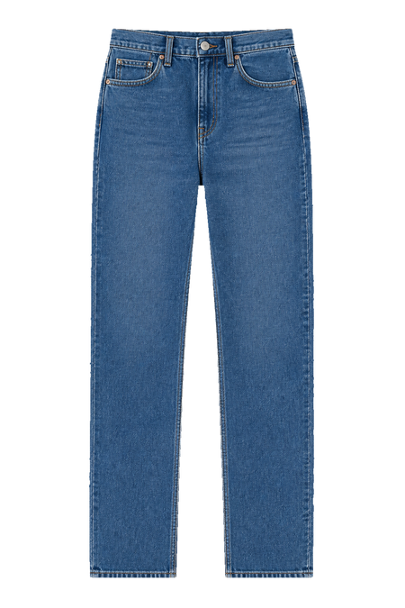 Mittelblaue Straight-Leg-Jeans