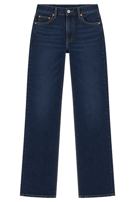 Dunkelblaue Straight-Leg-Jeans